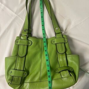 Tignanello Vibrant Green Leather Shoulder Bag